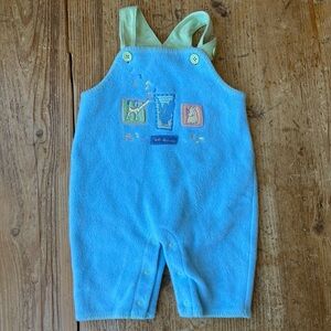 Vintage Carters Blue Terry Overalls with Lime Straps - Kids Bottoms